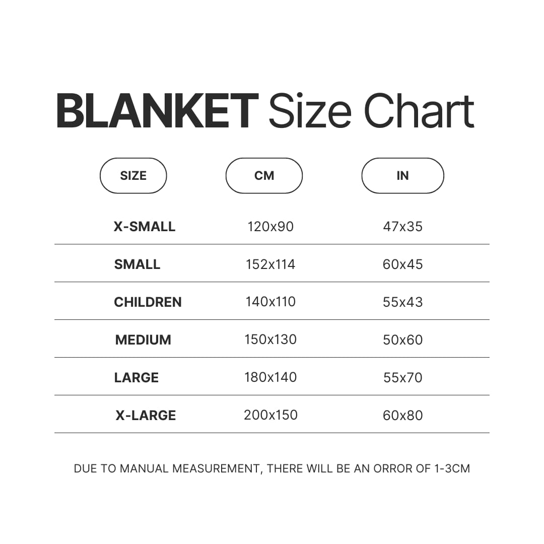 Blanket Size Chart - Code Geass Store