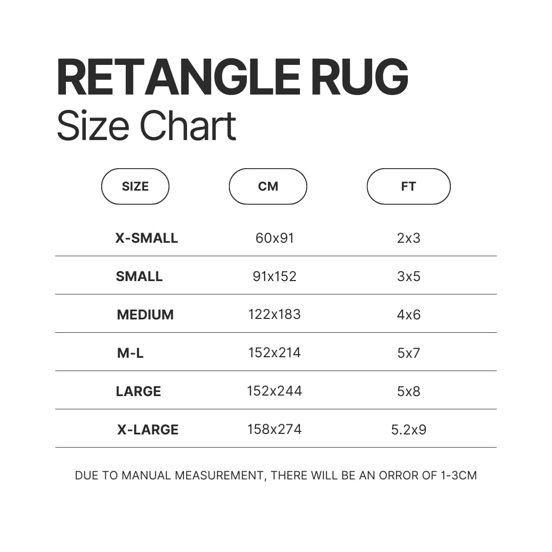 Retangle Rug Size Chart - Code Geass Store